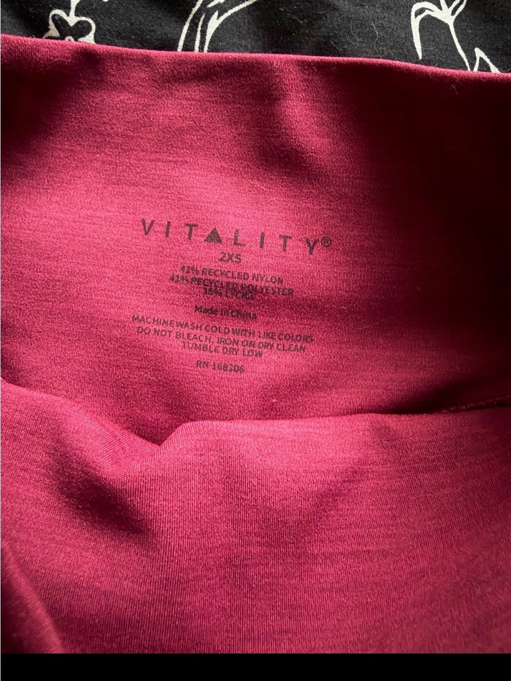 Vitality daydream stitch Burgundy Leggings. 2XS - Picture 3 of 3